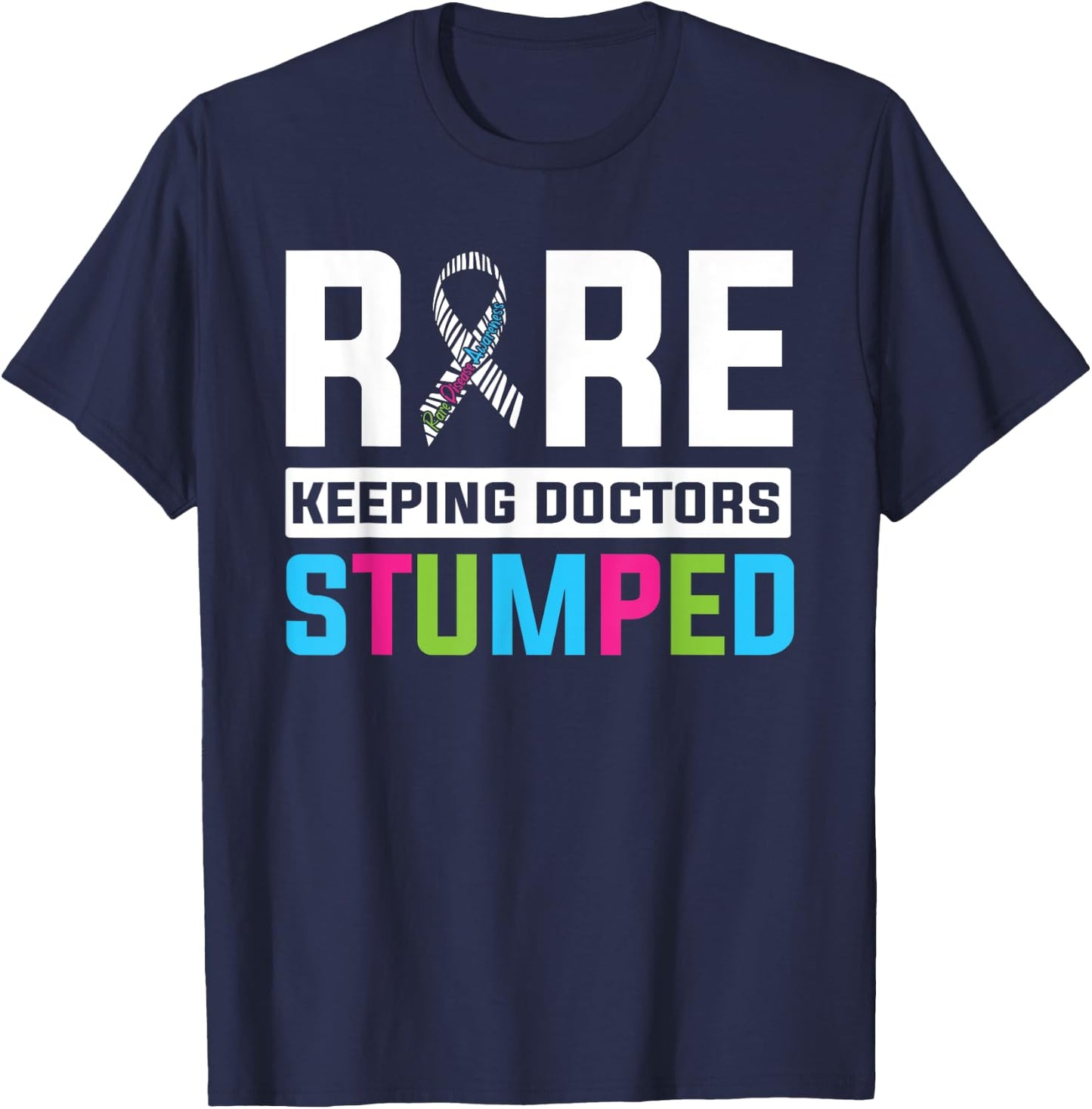 Rare Disease Awareness Day 2025 Rare Genes Zebra Ribbon T-Shirt - T-Shirt | Navy