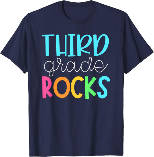 Third Grade Teacher Team Shirts - 3rd Grade Rocks T-Shirt - T-Shirt | Navy