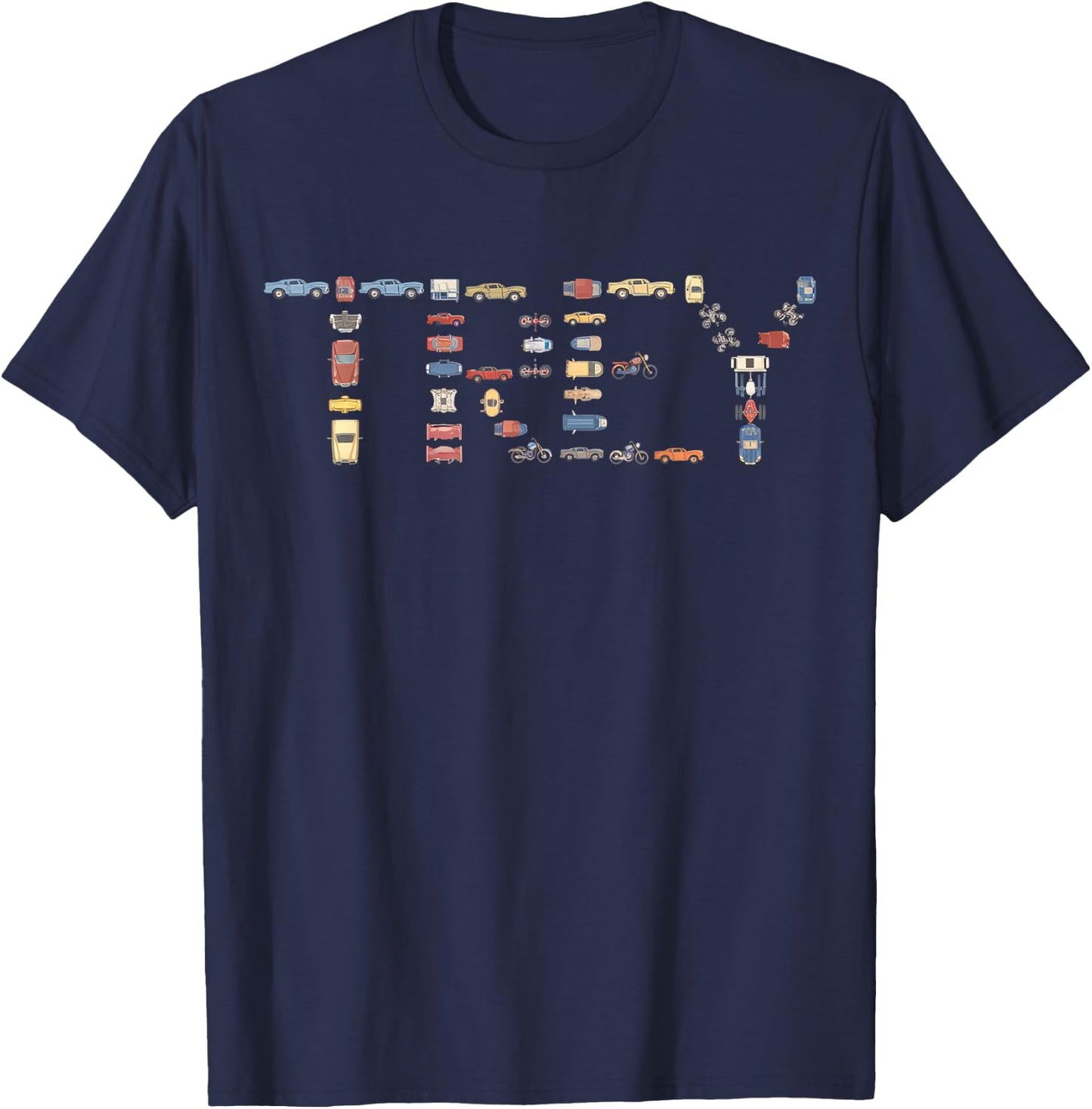 Trey Custom Name Personalized Classic Cars Boys Women Men T-Shirt - T-Shirt | Navy