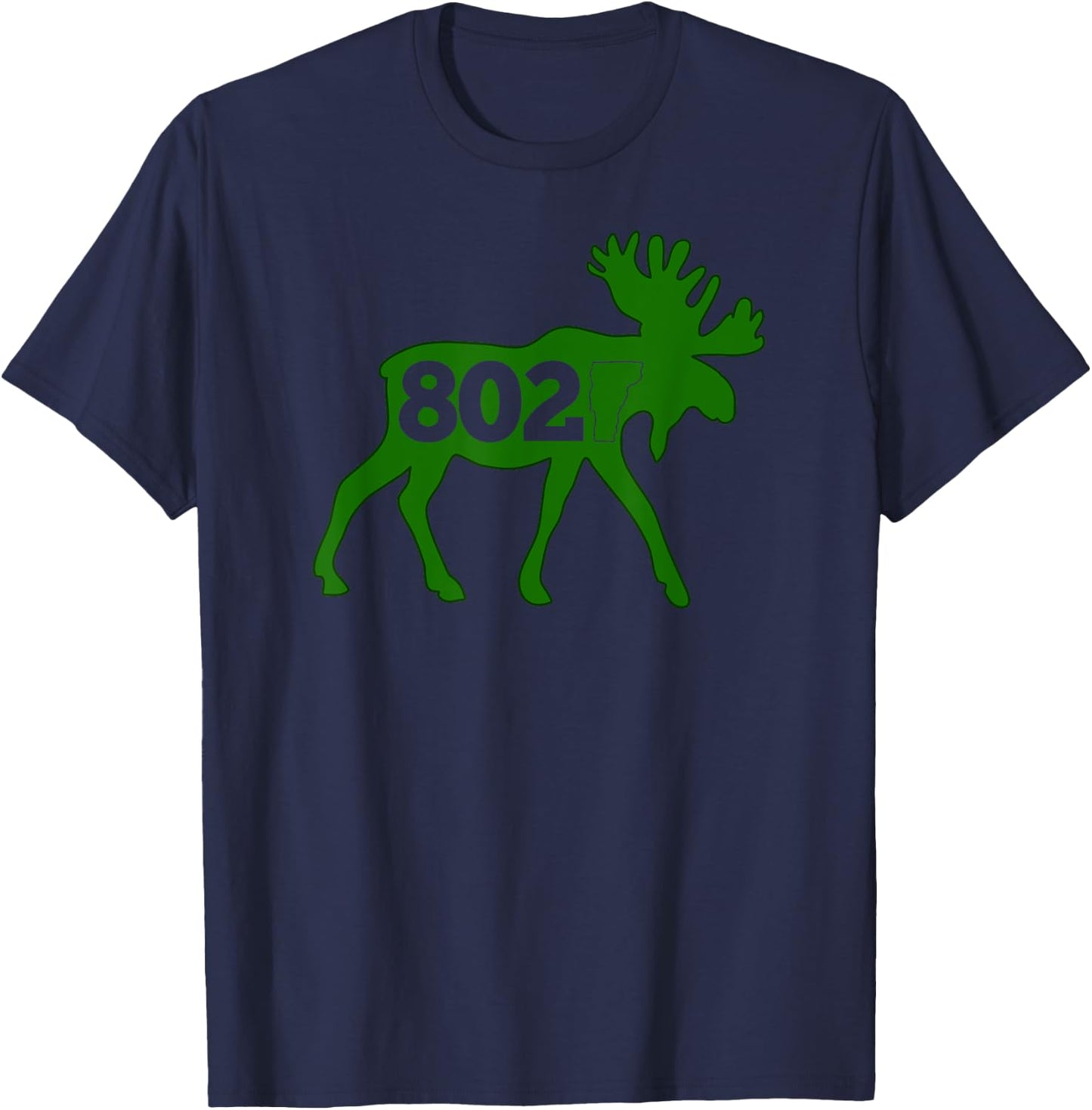 Vermont Moose 802 Vermont Green Mountain State T-Shirt - T-Shirt | Navy