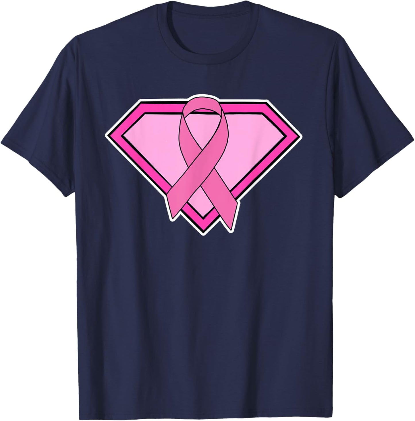 Super Hero Breast Cancer T Shirt T-Shirt - T-Shirt | Navy