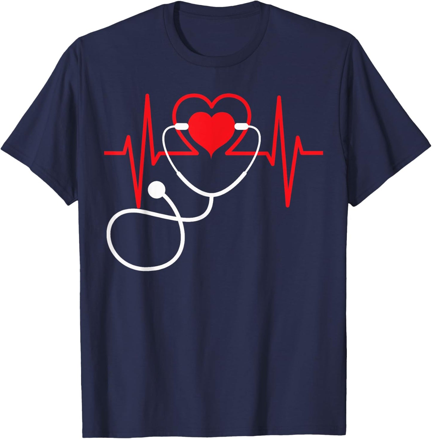 Funny Heart Beats Nurse Nursing Medical T Shirt Men woman T-Shirt - T-Shirt | Navy