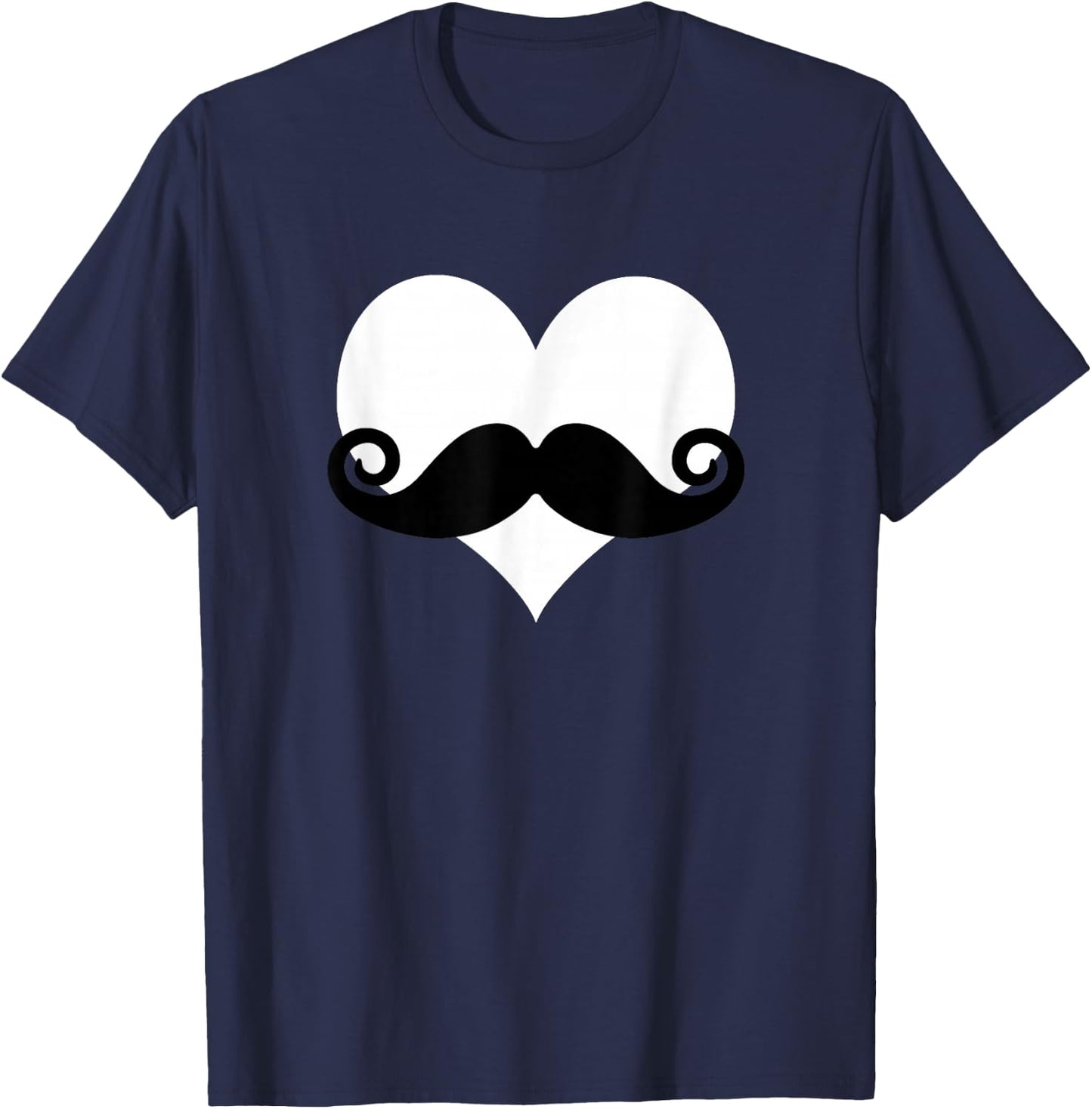 Mustache Heart Valentines Day Boys T-Shirt - T-Shirt | Navy