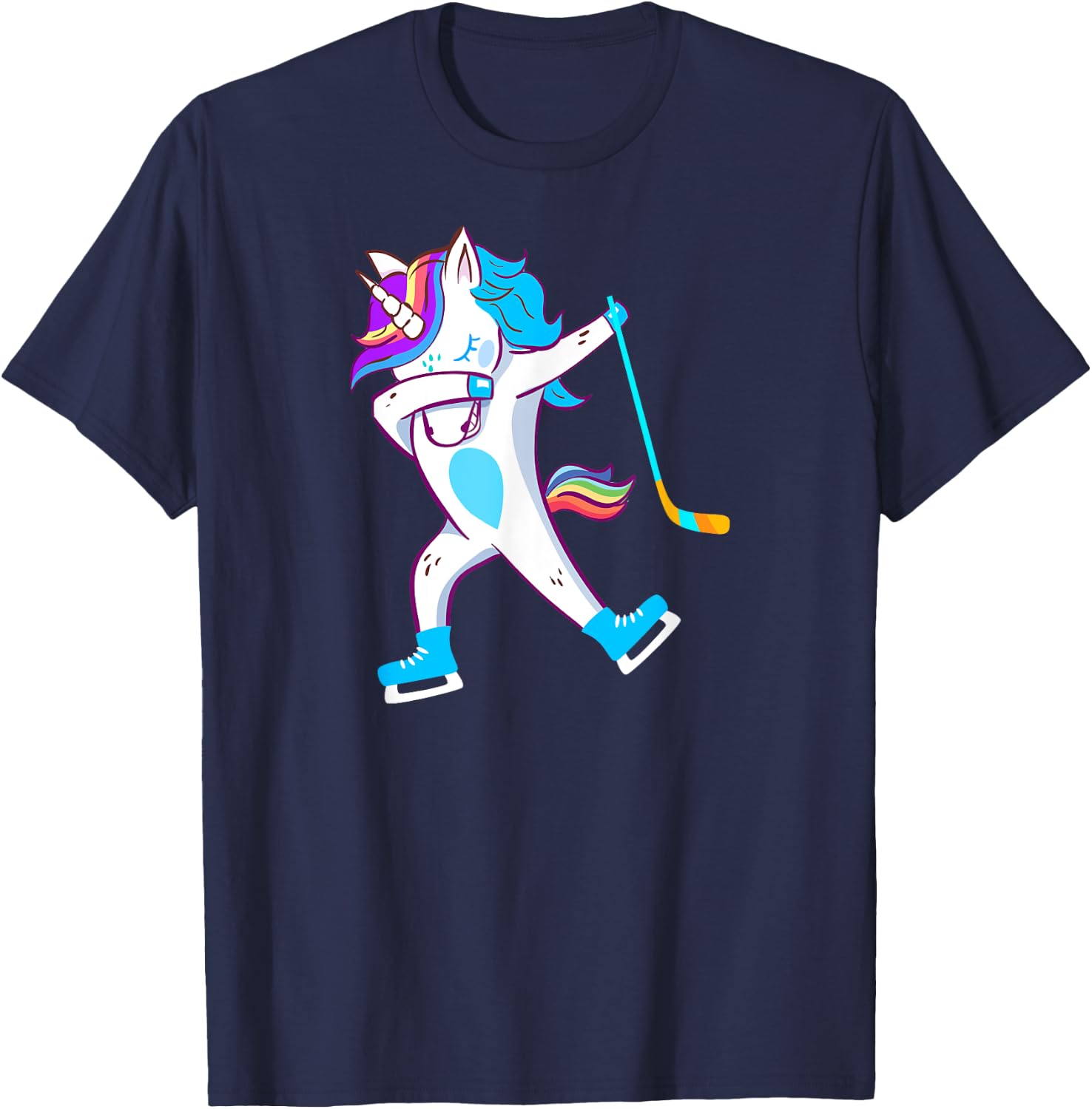 Dabbing Hockey Unicorn Puck Kids Boys Girls Cool Ice Hockey T-Shirt - T-Shirt | Navy