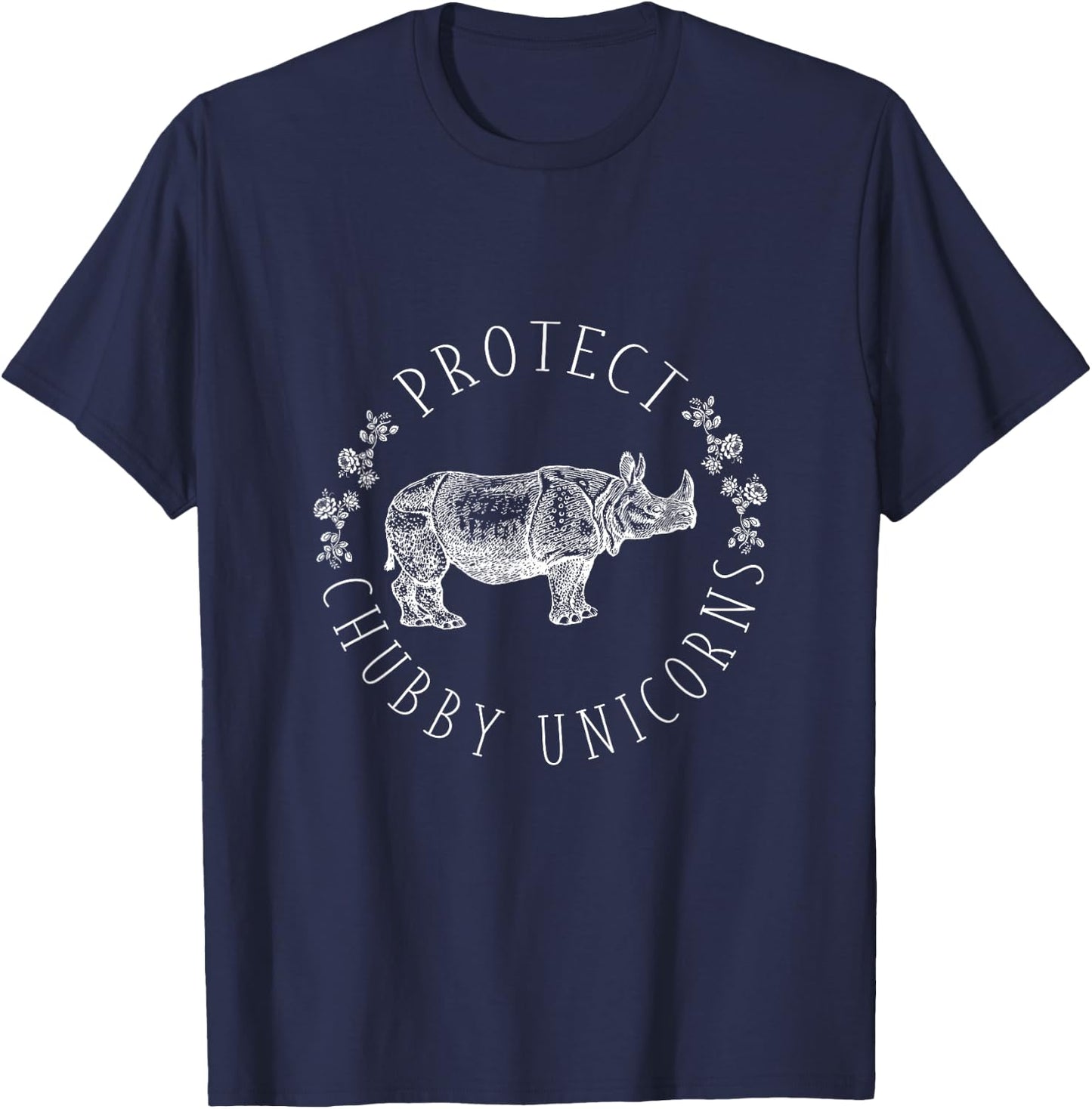 Protect Chubby Unicorns Save the White Rhino Animal Lover T-Shirt - T-Shirt | Navy