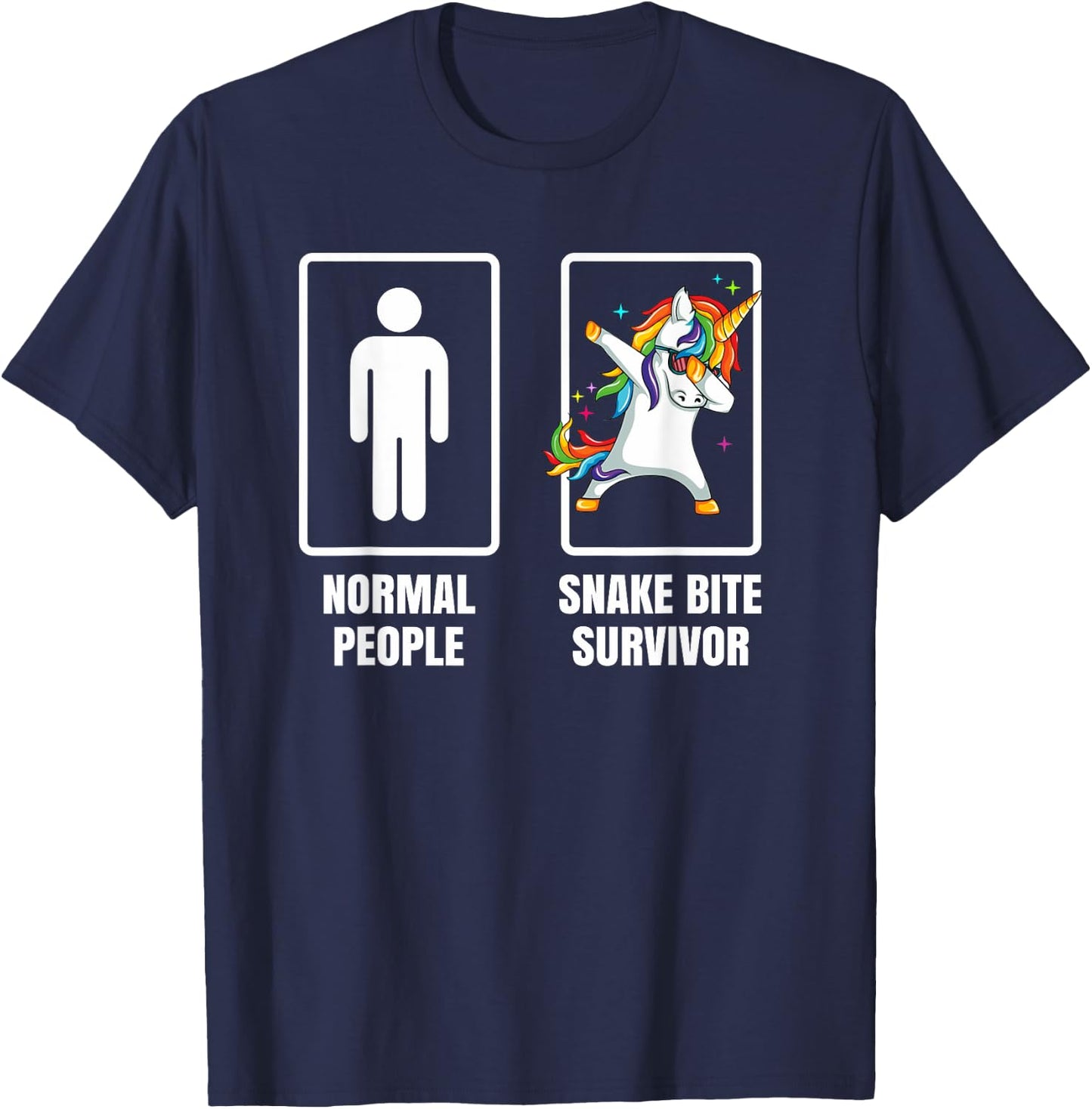 Funny Dabbing Unicorn Snake Bite Survivor Humor Joke Gift T-Shirt - T-Shirt | Navy
