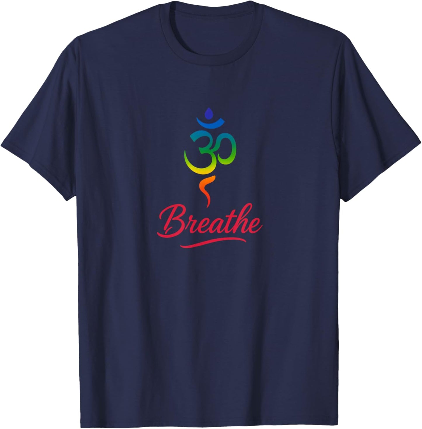 Breathe Chakra Symbol Yoga Meditation Spiritual T-Shirt - T-Shirt | Navy