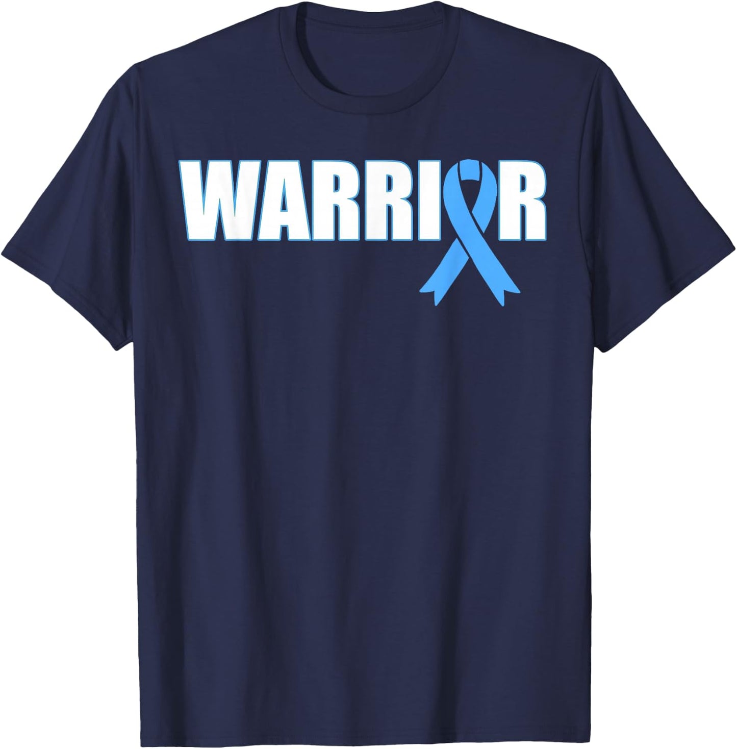 Prostate Cancer Warrior - Light Blue Ribbon T-Shirt - T-Shirt | Navy