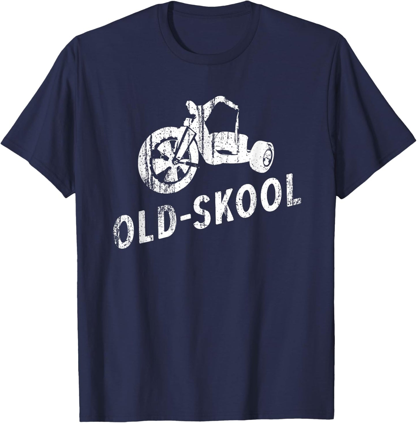 Old Skool Wheels Retro Funny Cool Distressed Shirt T-Shirt - T-Shirt | Navy
