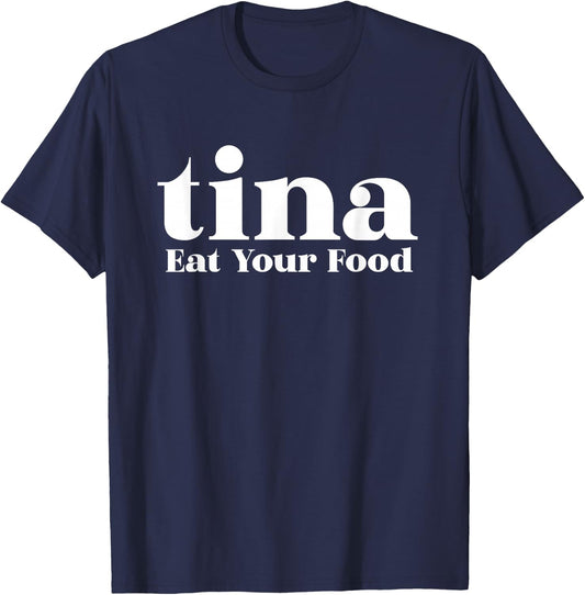 Eat Your Food Tina Llama Alpaca T-Shirt - T-Shirt | Navy