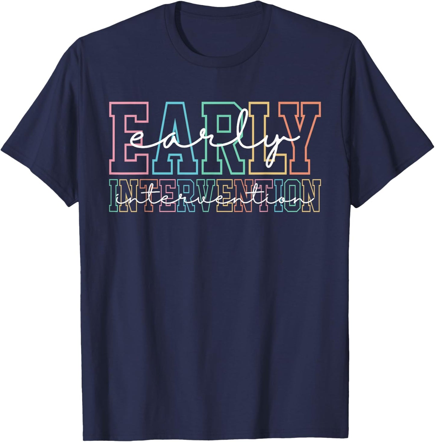 Retro Early Intervention Teacher Intervention Specialist T-Shirt - T-Shirt | Navy