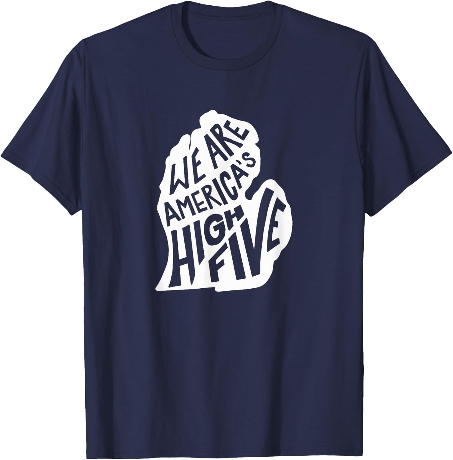 Michigan America's High Five - Retro Distressed T-Shirt - T-Shirt | Navy