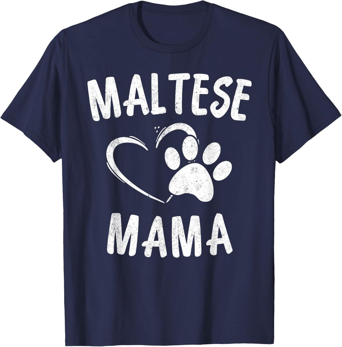 Fun Maltese Mama Gift Pet Lover Apparel Sleeve Dog Mom Women Kids T-Shirt - T-Shirt | Navy