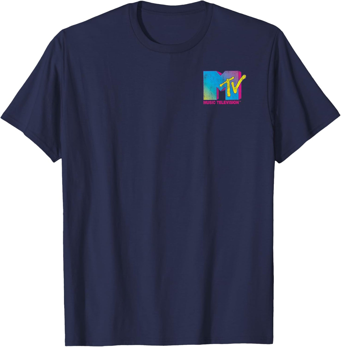 MTV Colorful Pocket Logo Music Television Graphic T-Shirt - T-Shirt | Navy