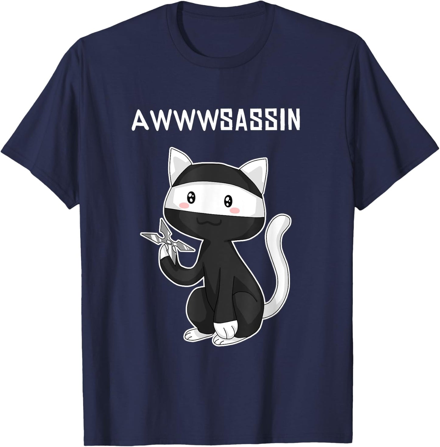 Awwsassin Funny Ninja Kitty Cat Assassin Pun T Shirt T-Shirt - T-Shirt | Navy