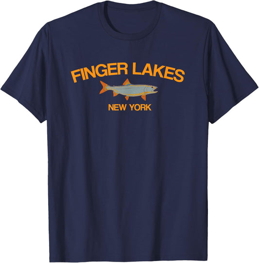 Finger Lakes Fishing New York Lake Clothes T-Shirt - T-Shirt | Navy