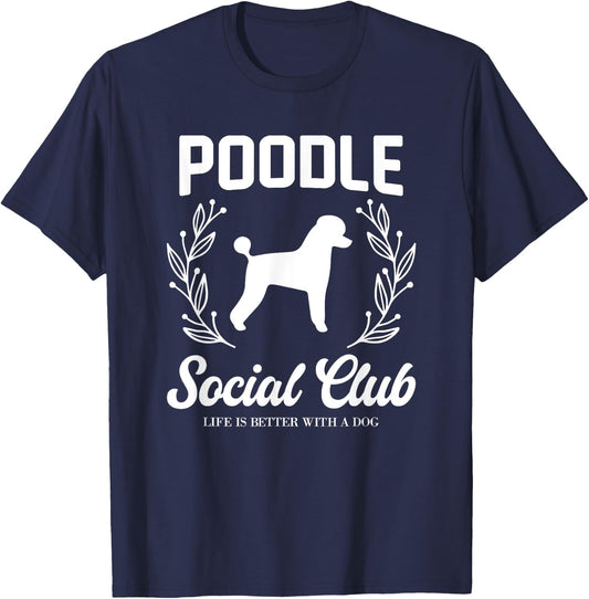 Poodle Social Club Dog Women Kids T-Shirt - T-Shirt | Navy