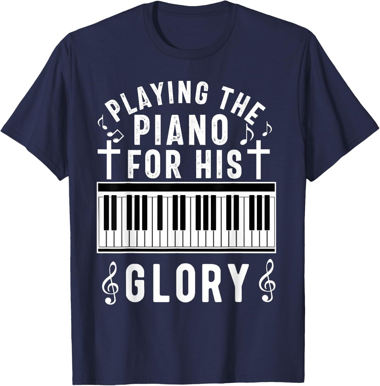 Christian Pianist Jesus Piano Player Musician Worship Lover T-Shirt - T-Shirt | Navy