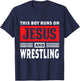 This Boy Runs On Jesus And Wrestling Christian Gift T-Shirt - T-Shirt | Navy