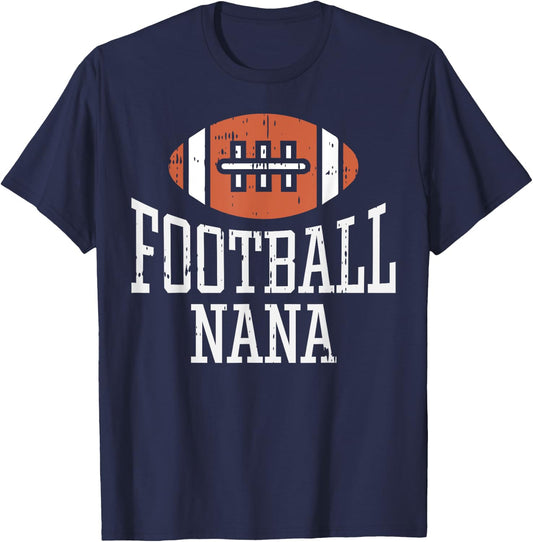 American Football Nana Vintage Game Day Sports Lover Grandma T-Shirt - T-Shirt | Navy