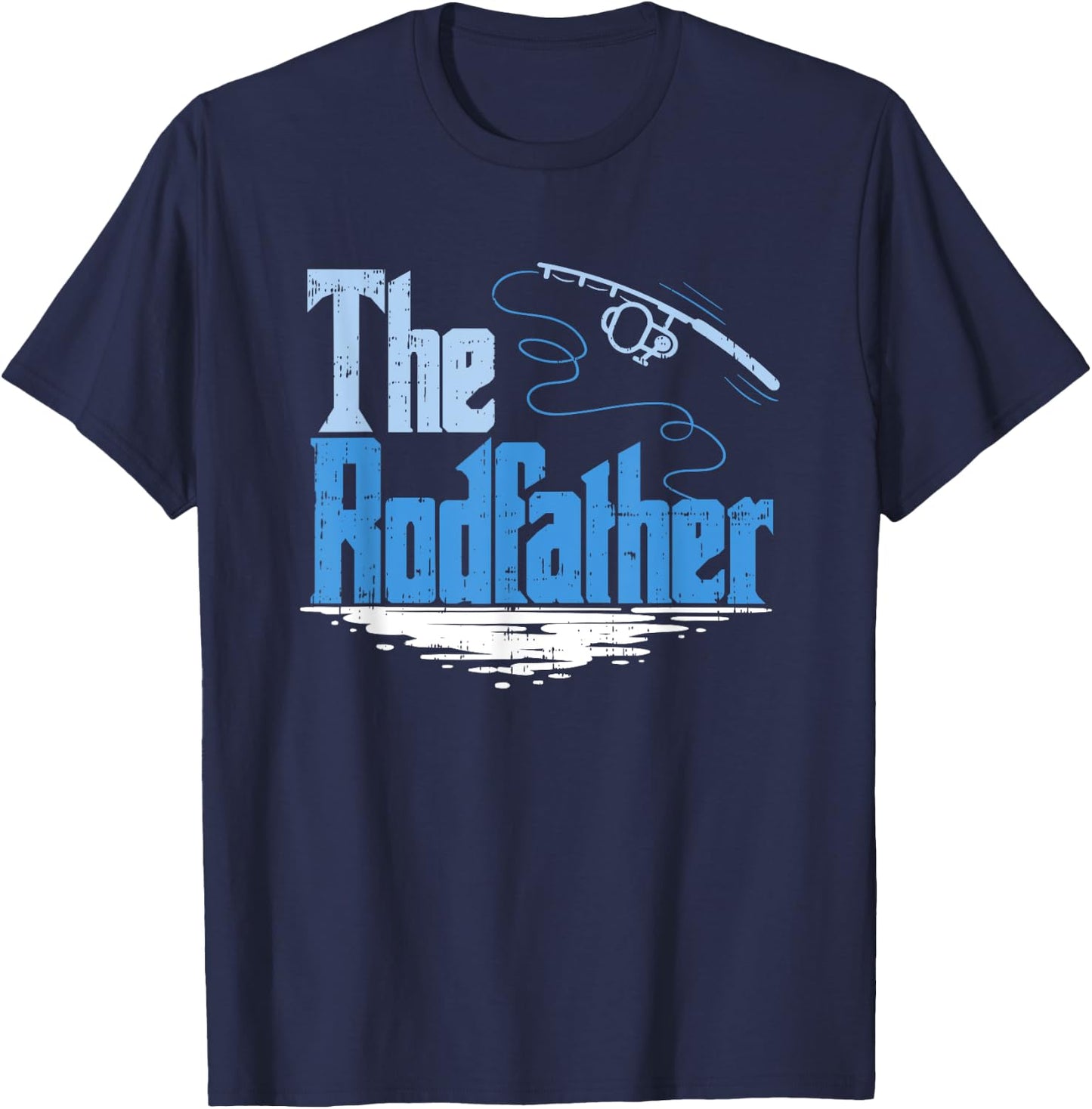 The Rodfather Funny Fishing Parody T-Shirt - T-Shirt | Navy