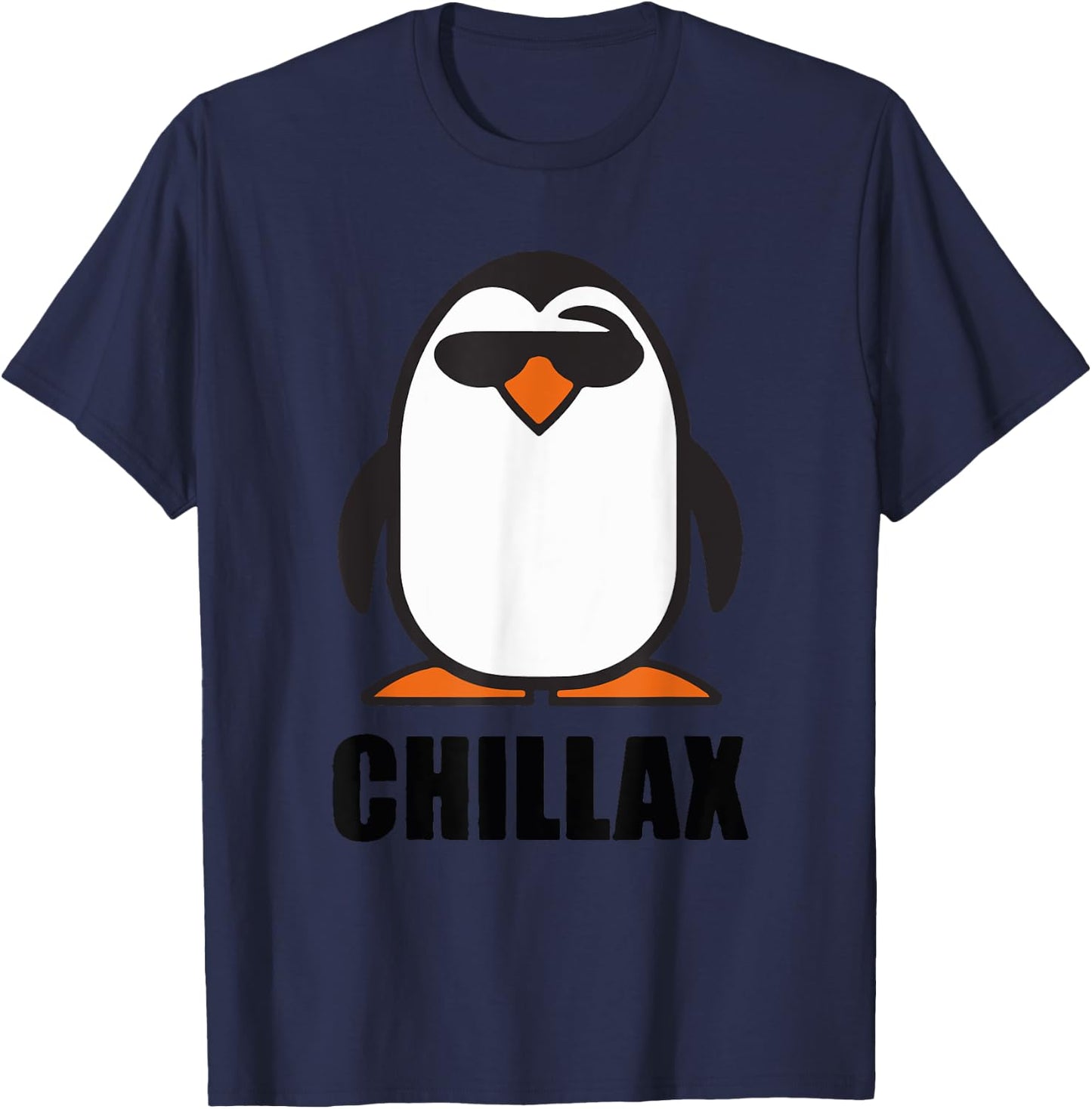 Funny Christmas Winter Penguin shirts, puns, Chillax Shirt T-Shirt - T-Shirt | Navy