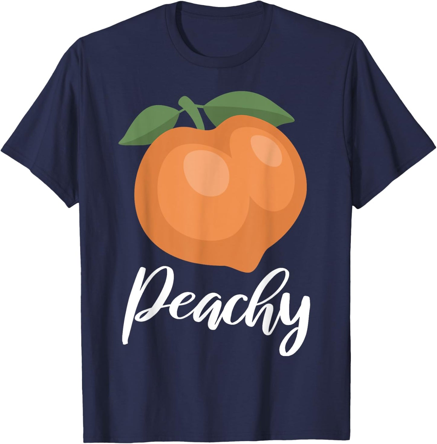 Peachy Graphic Peach Image Funny Bitchy Pun Shirt T-Shirt - T-Shirt | Navy
