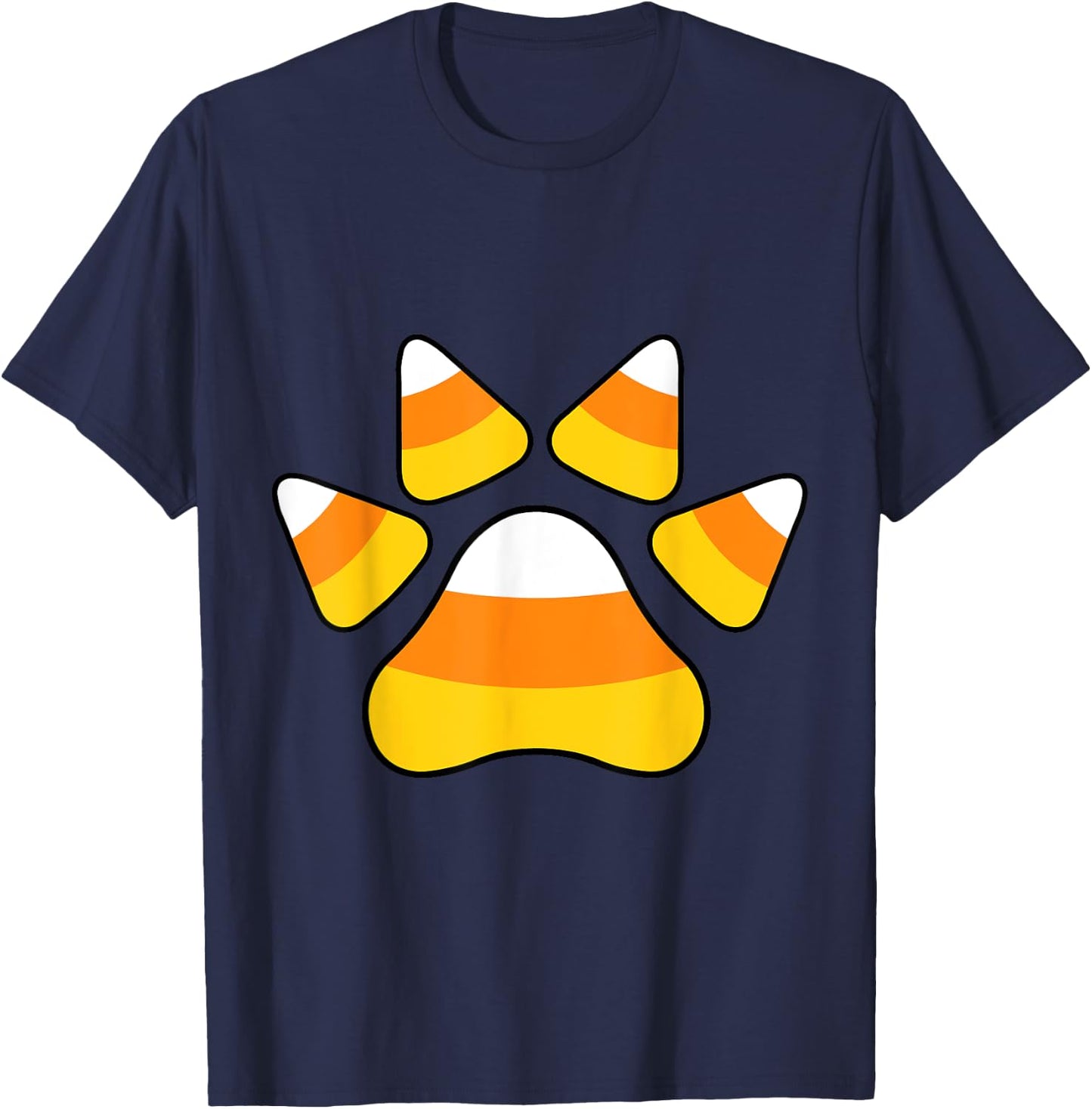 Halloween Candy Corn Paw Print For Animal Lovers T-Shirt - T-Shirt | Navy