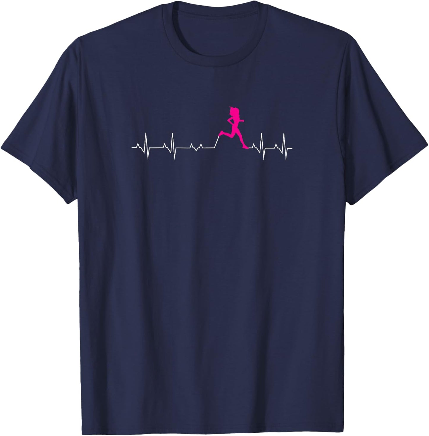 Runners Heartbeat Running Heartbeat Funny T-Shirt - T-Shirt | Navy
