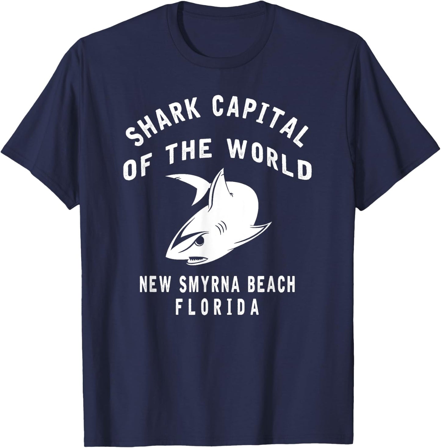 Shark Capital of The World - New Smyrna Beach FL-Funny Shark T-Shirt - T-Shirt | Navy