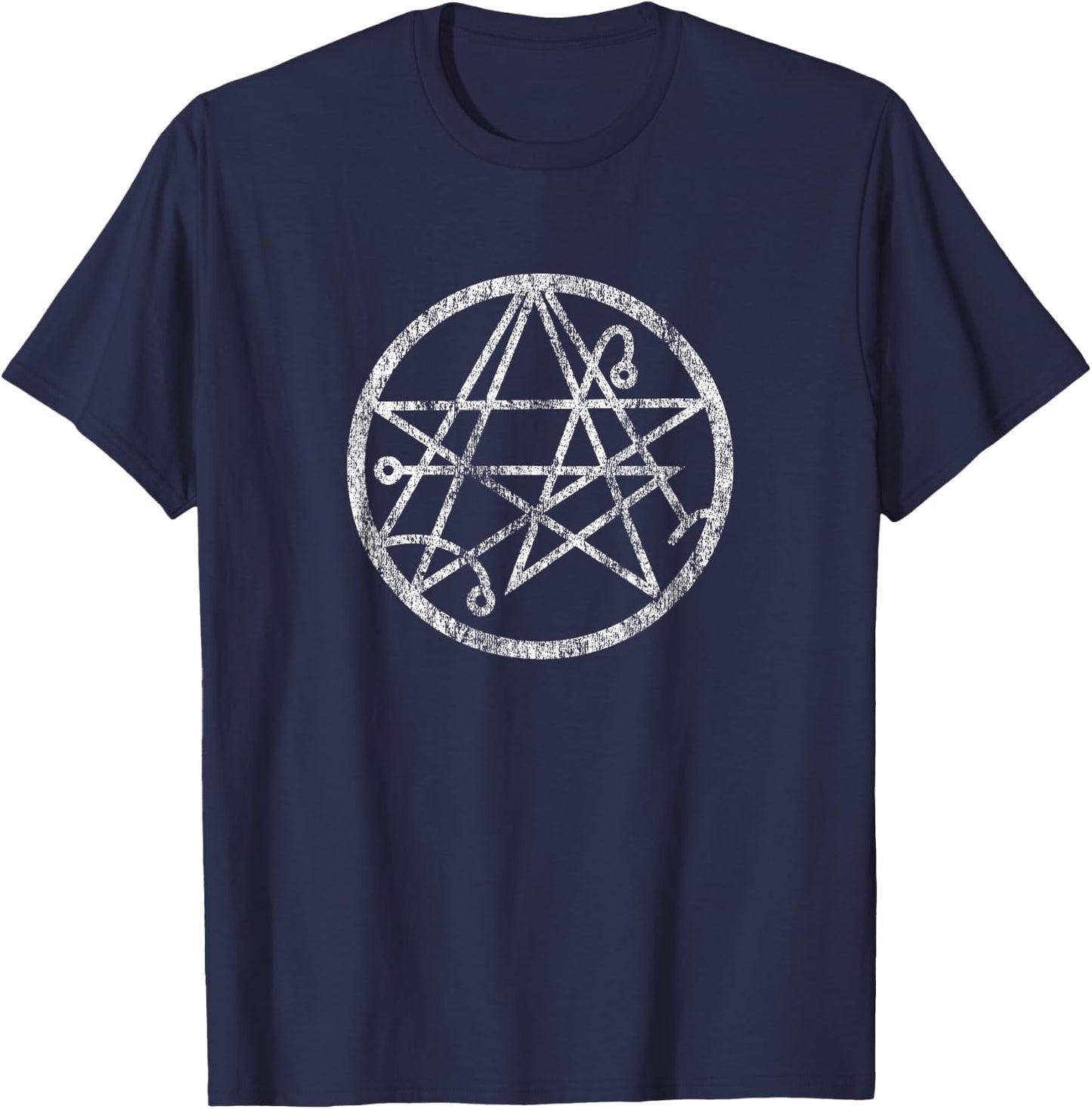 Necronomicon Symbol, Gothic Horror Distressed Occult T-Shirt - T-Shirt | Navy