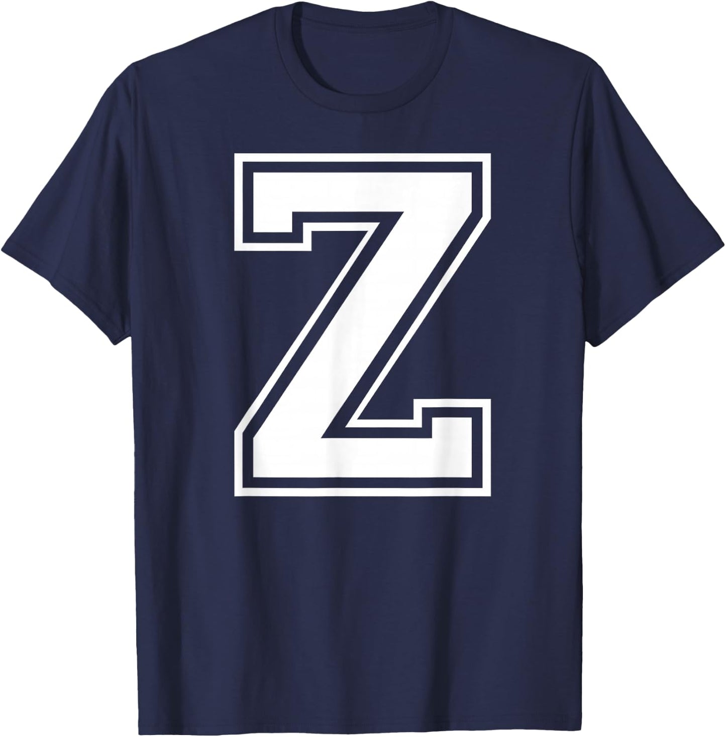Letter Z Capital Alphabet College Varsity Monogram Club T-Shirt - T-Shirt | Navy