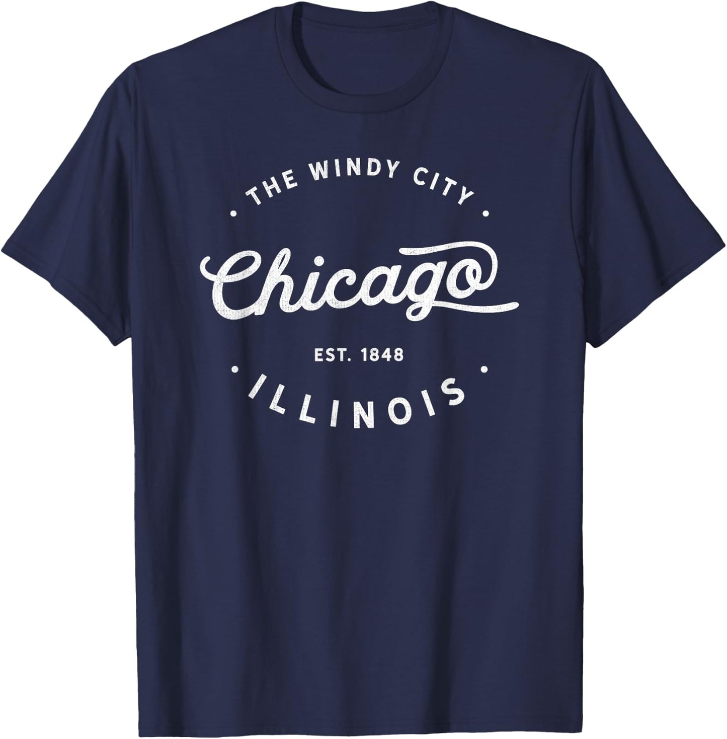 Classic Retro Vintage Chicago Illinois Windy City Novelty T-Shirt - T-Shirt | Navy