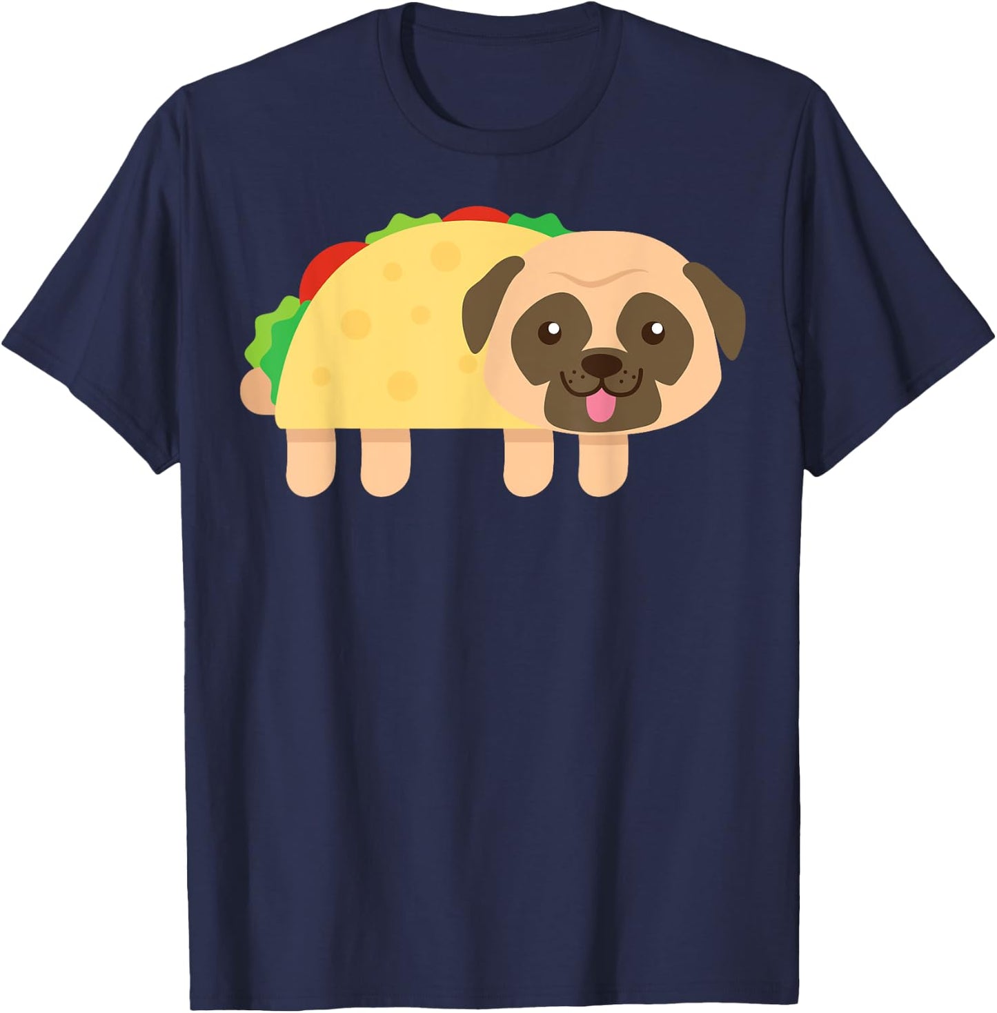 Cute Pug Taco Shirt Cinco De Mayo Dog Owner Food Lover T-Shirt - T-Shirt | Navy