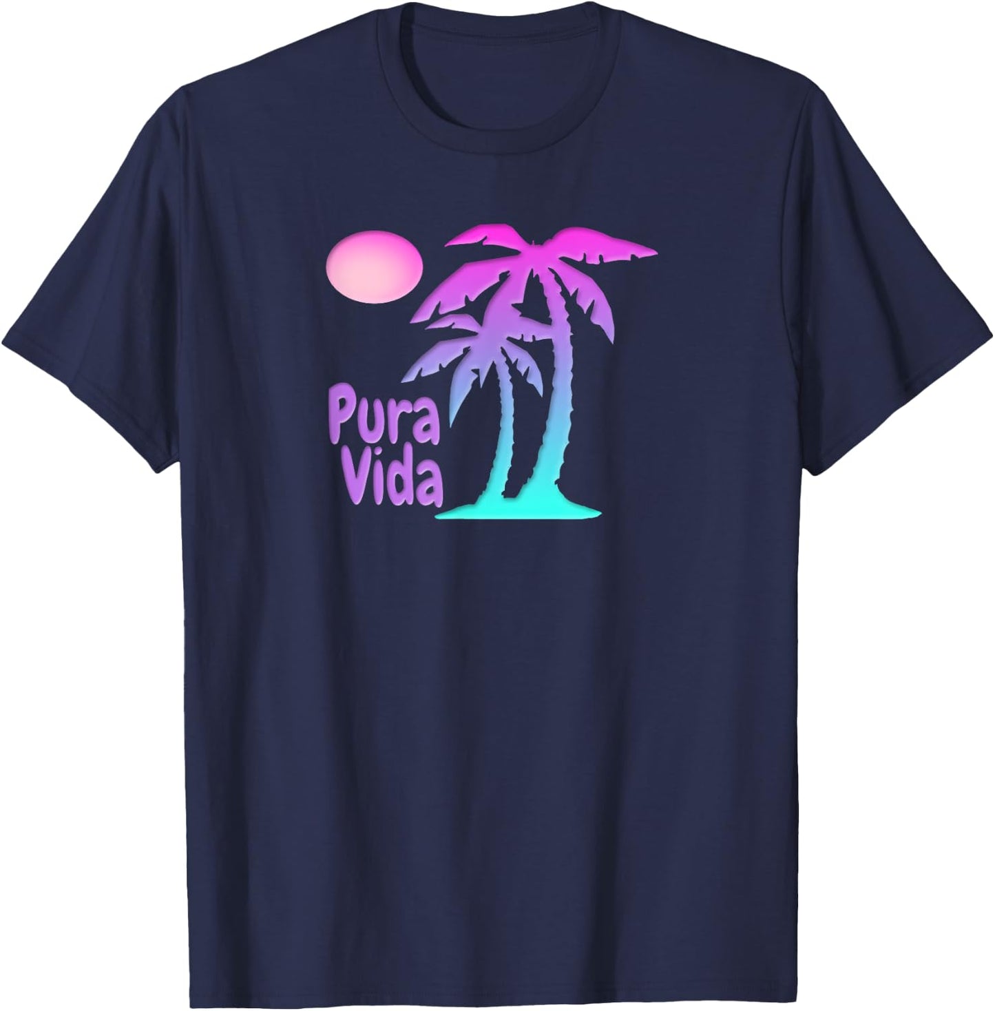 PURA VIDA Souvenir Palm Trees Beach Sun Costa Rica Women Girls Kids T-Shirt - T-Shirt | Navy