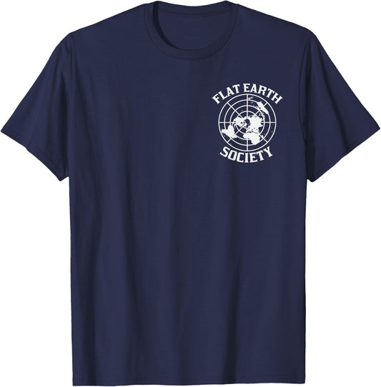 Flat Earth Society Logo Conspiracy Theory Earthers Gift T-Shirt - T-Shirt | Navy