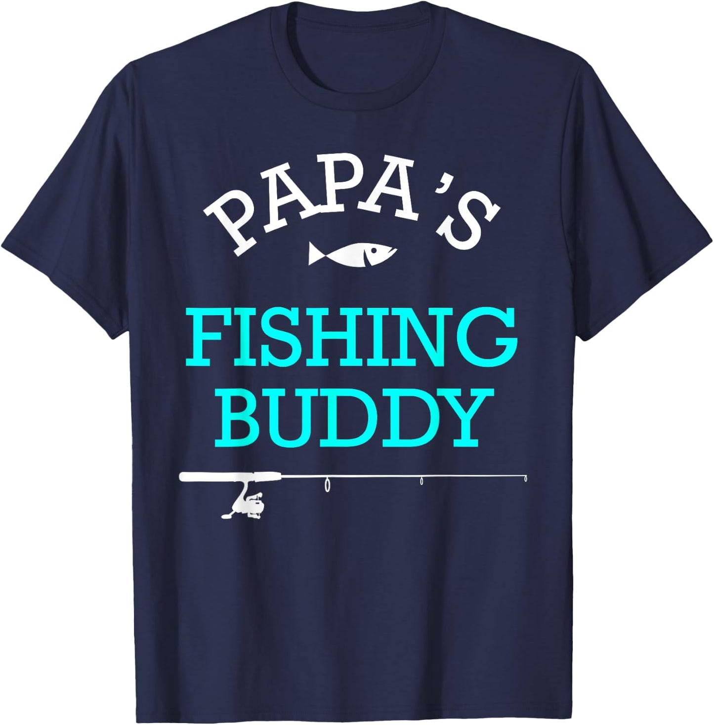 Papas Fishing Buddy Cute Kids Gift T-Shirt - T-Shirt | Navy