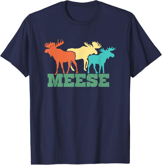 Meese - Funny Deer Hunting Moose Elk Hunter Fawn Fun Pun T-Shirt - T-Shirt | Navy