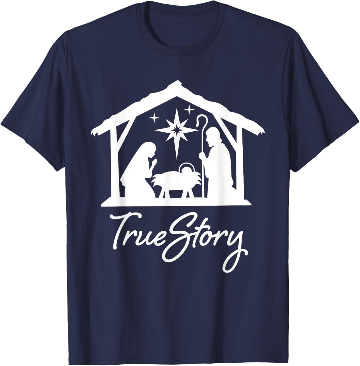 Christian Religious Christmas Nativity Scene True Story T-Shirt - T-Shirt | Navy