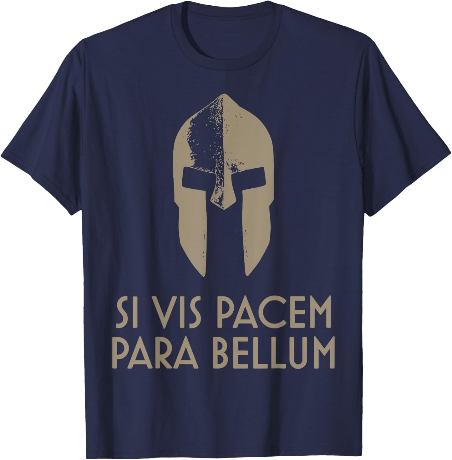 Spartan Helm latin motto Si Vis Pacem Para Bellum T-Shirt - T-Shirt | Navy