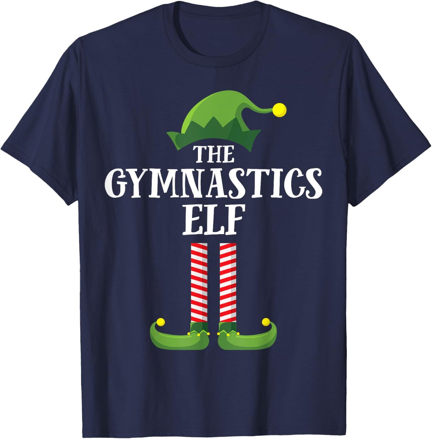 Gymnastics Elf Matching Family Group Christmas Party Pyjamas T-Shirt - T-Shirt | Navy