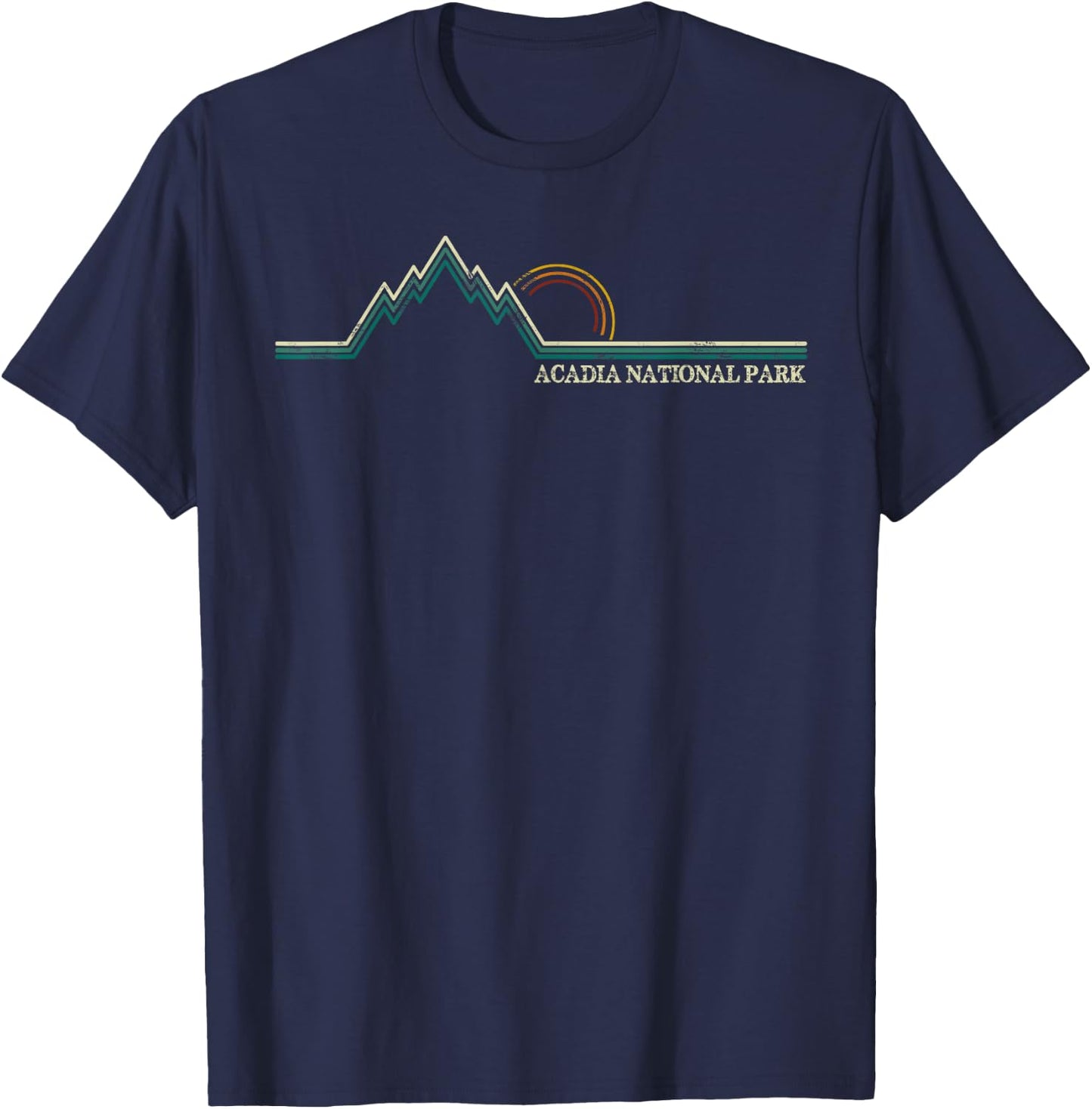 Retro Acadia National Park Maine Summer T-Shirt - T-Shirt | Navy