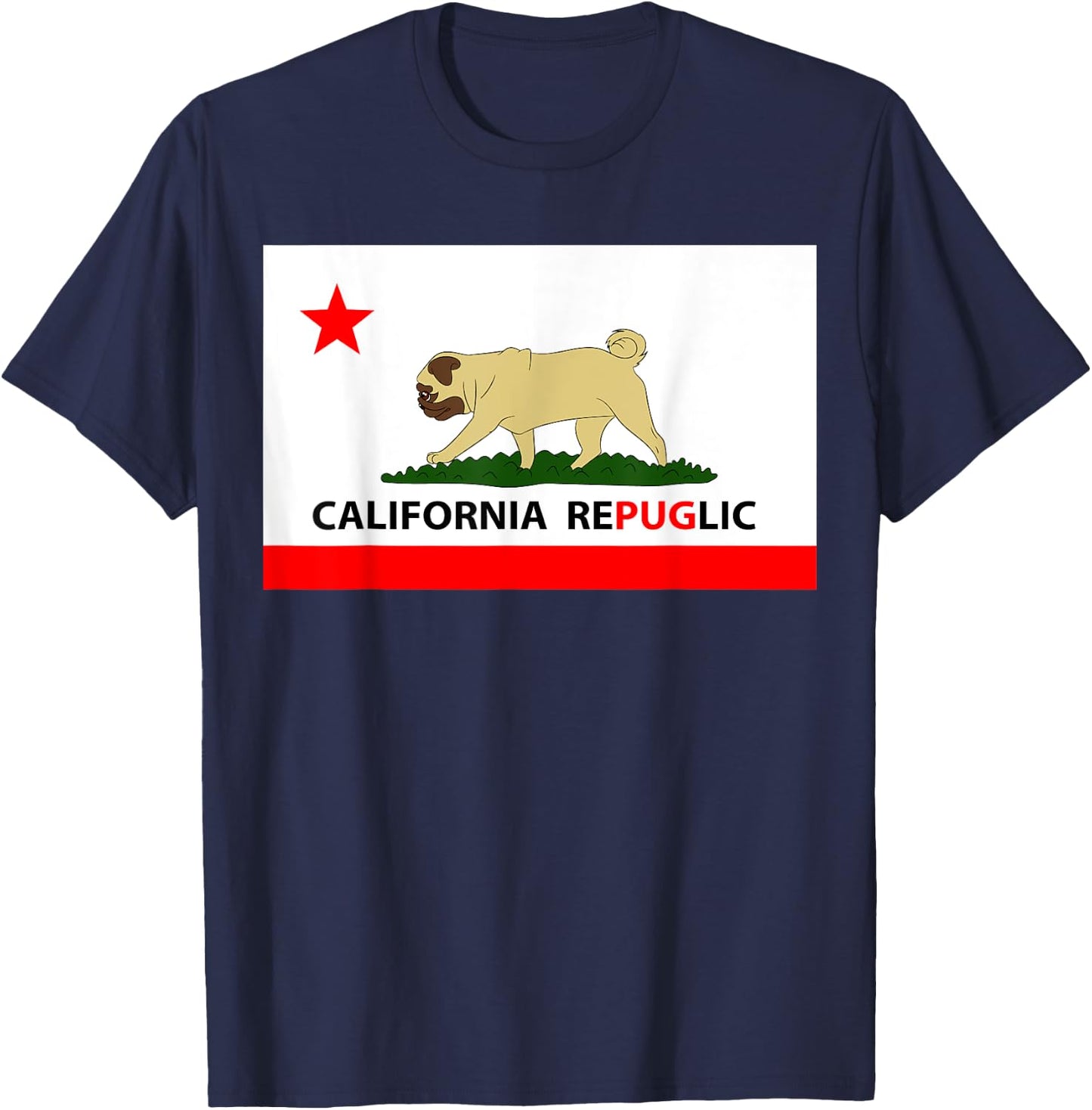 California Republic Pug T-Shirt - T-Shirt | Navy