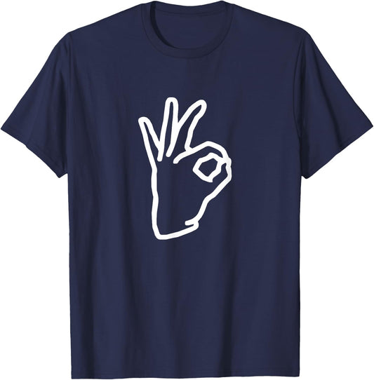 BoredKoalas Meme Ok Hand Sign Retro , -Adults & Kids, Black, Small T-Shirt - T-Shirt | Navy