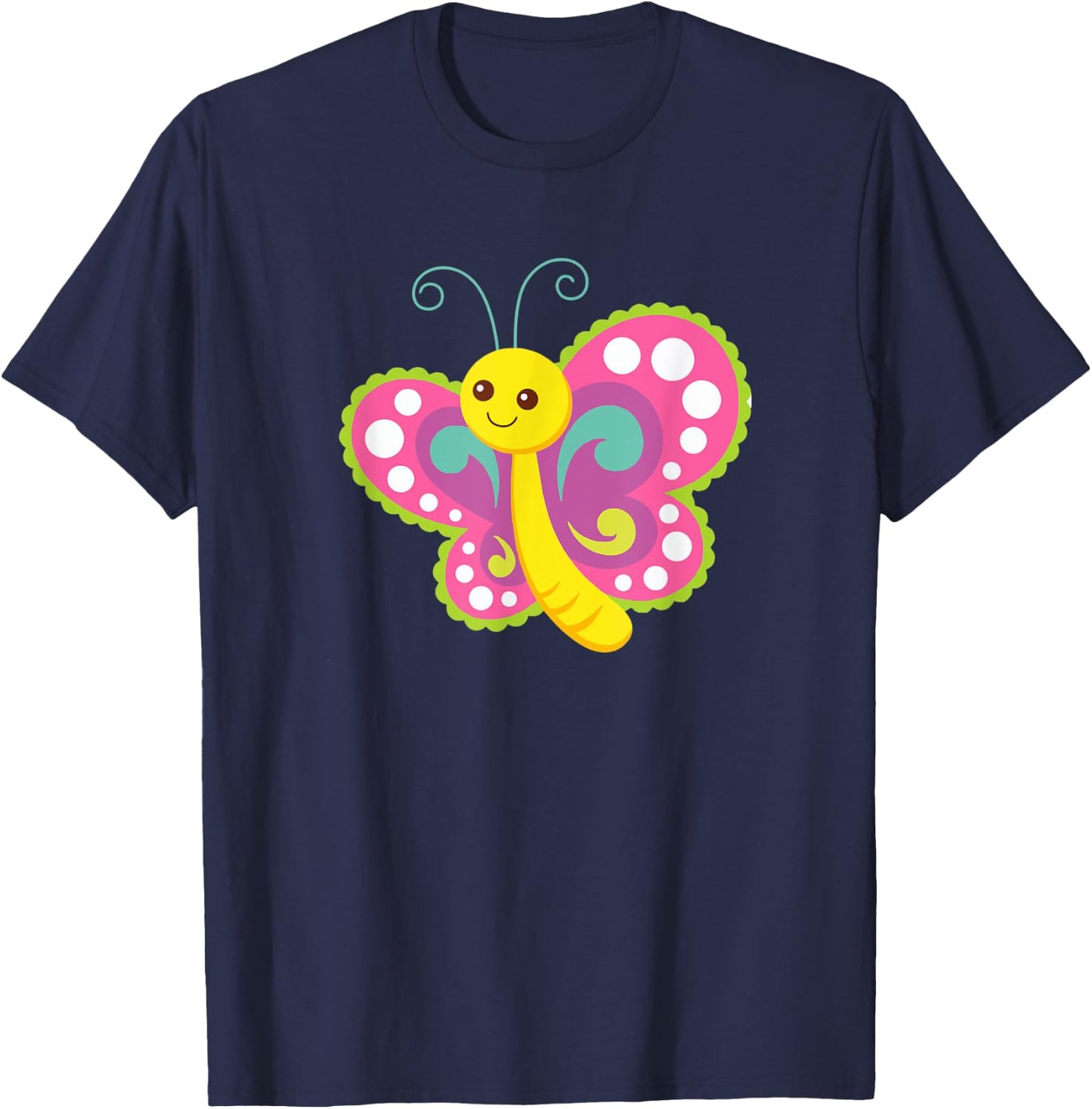 Colorful Animated Butterfly T-Shirt - T-Shirt | Navy
