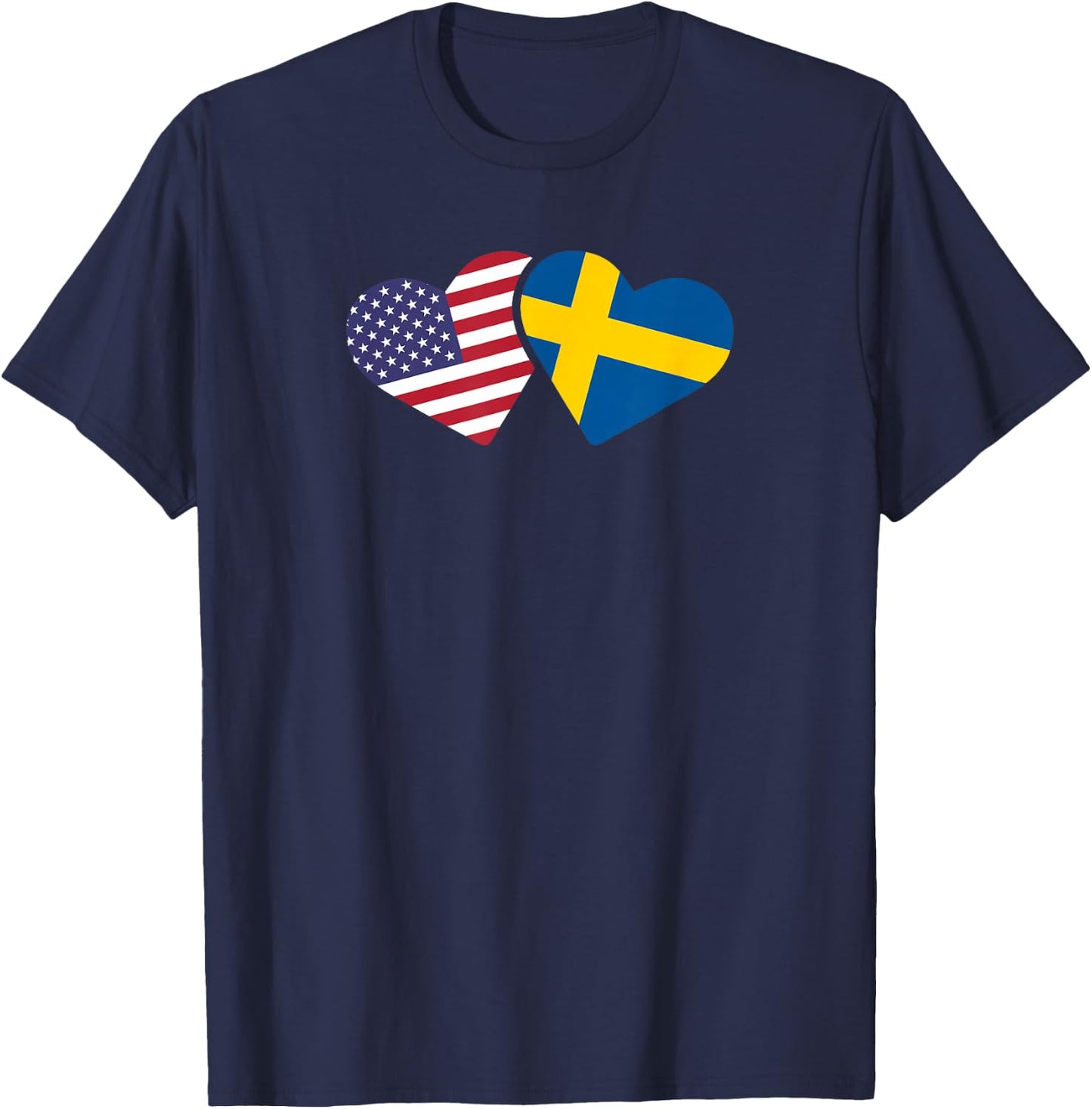 Sweden USA Flag T Shirt Heart Swedish American Love Roots T-Shirt - T-Shirt | Navy