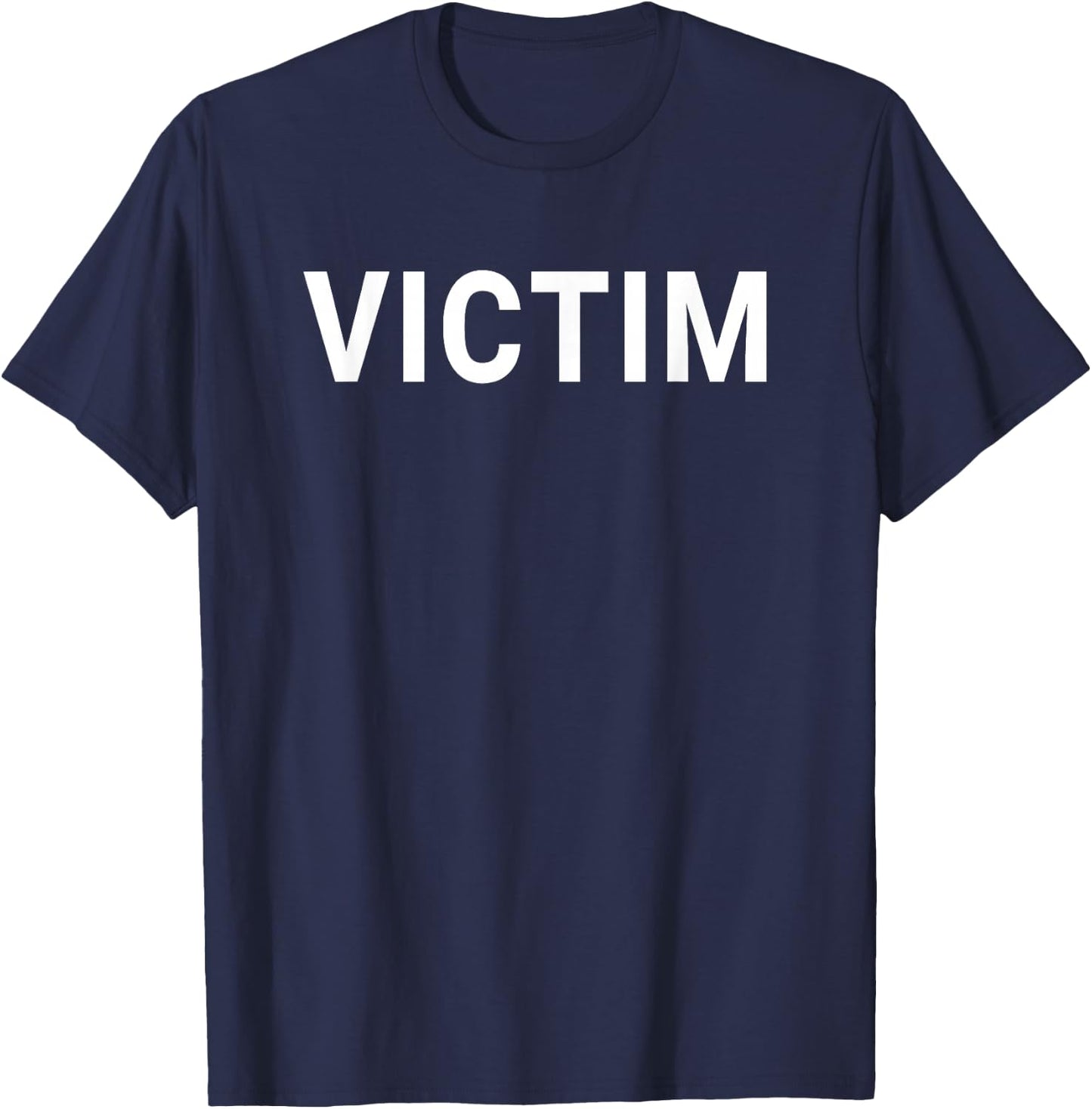 Victim Black Classic Letter Print - Men's Small T-Shirt - T-Shirt | Navy