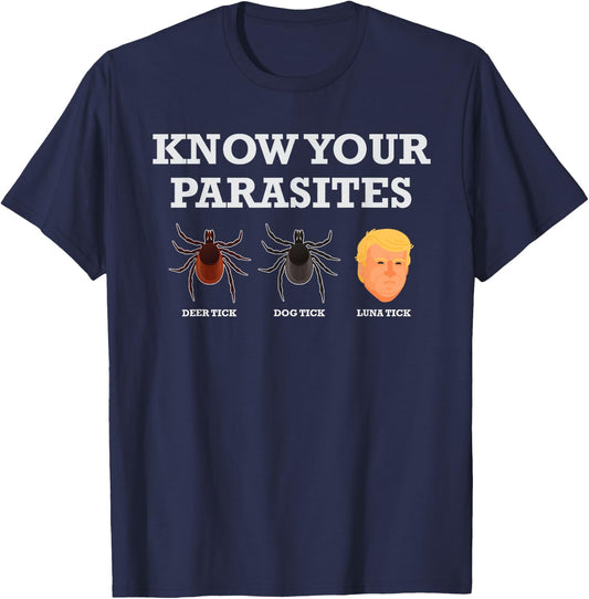 Funny President Donald Trump Parasite Lunatic T Shirt T-Shirt - T-Shirt | Navy