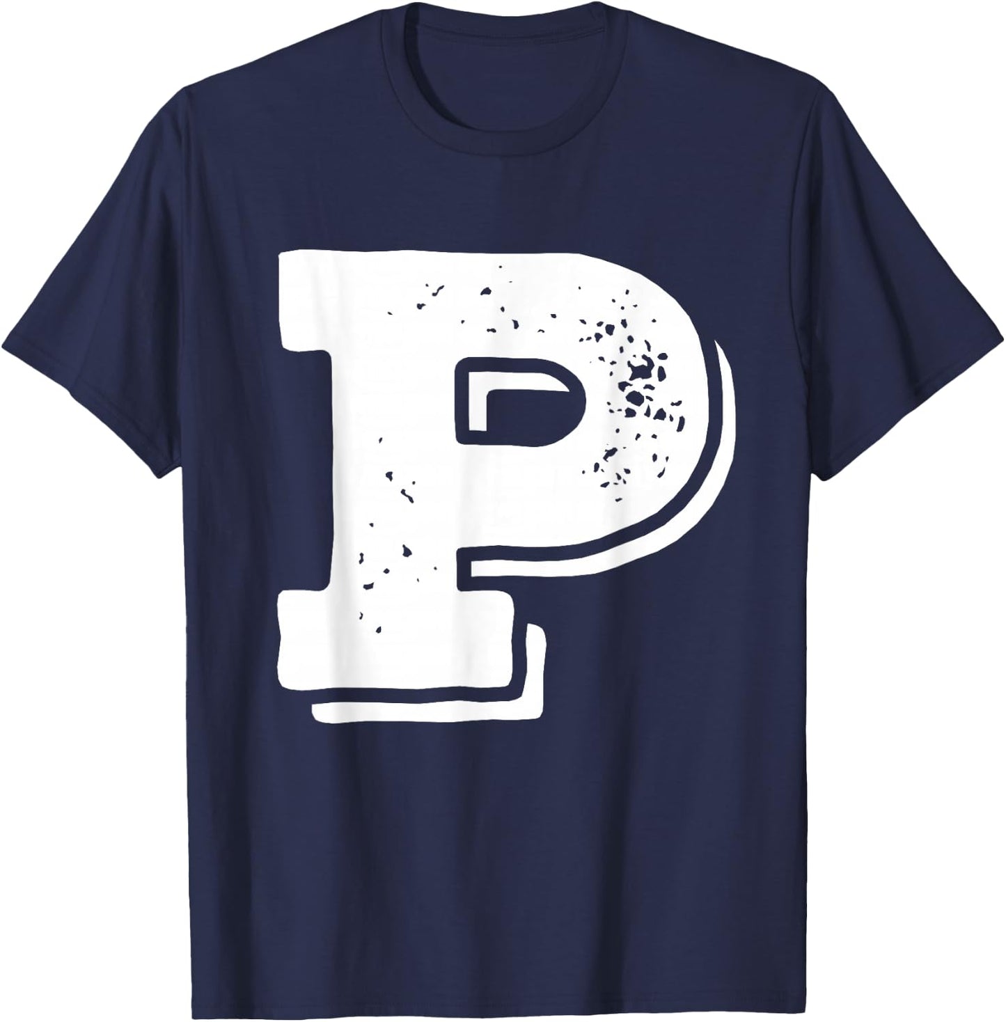 Letter P Capital Alphabet College Varsity Monogram Club T-Shirt - T-Shirt | Navy