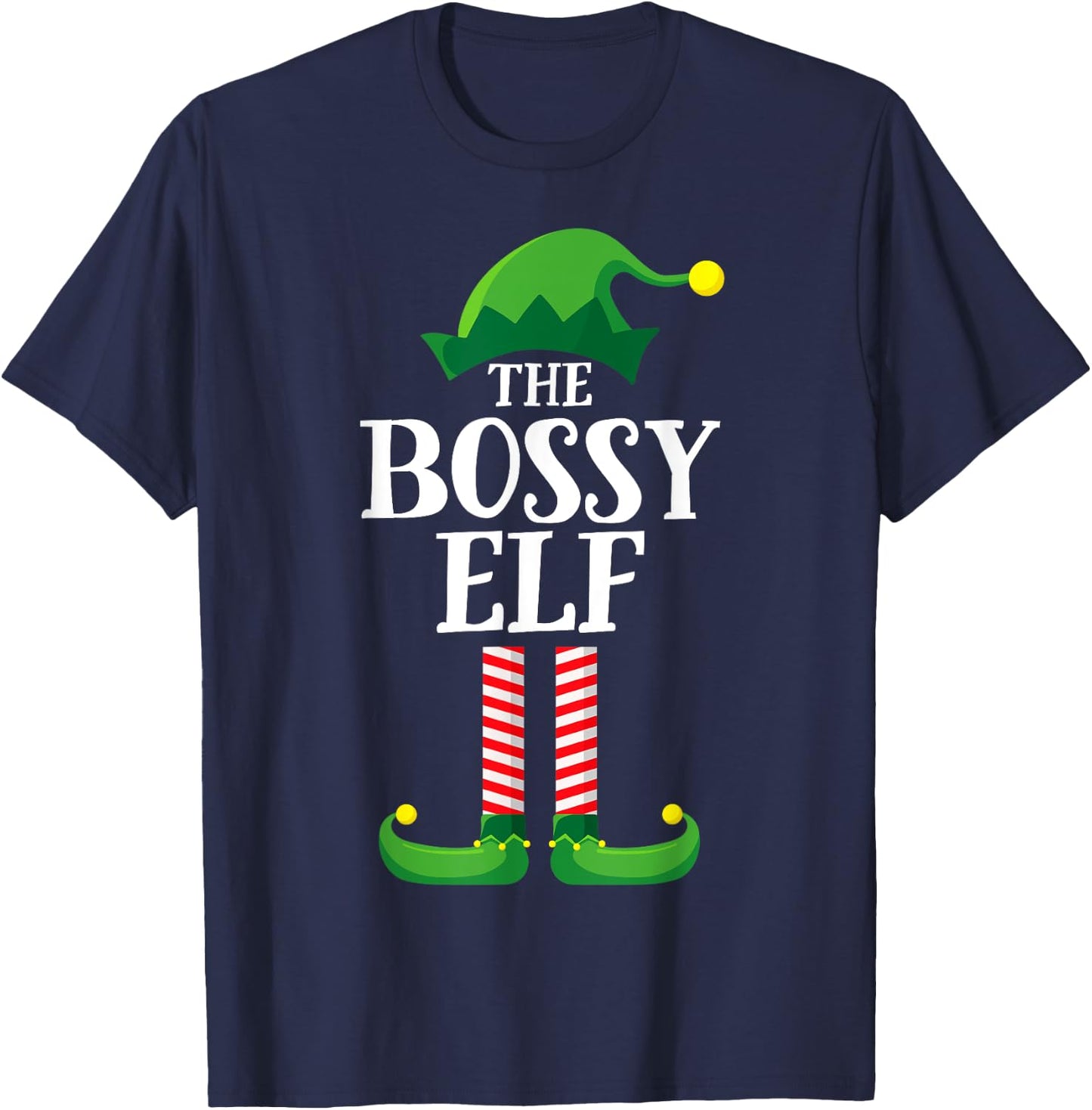 Bossy Elf Matching Family Group Christmas Party Pyjamas T-Shirt - T-Shirt | Navy
